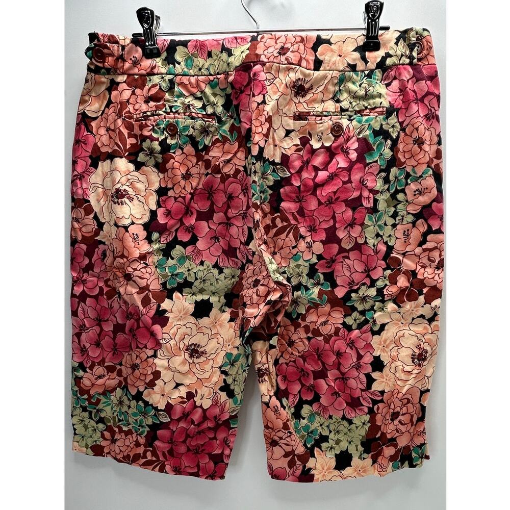 Larry Levine Floral High Rise Bermuda 12" Short Multicolored Women 10 - Picture 2 of 9